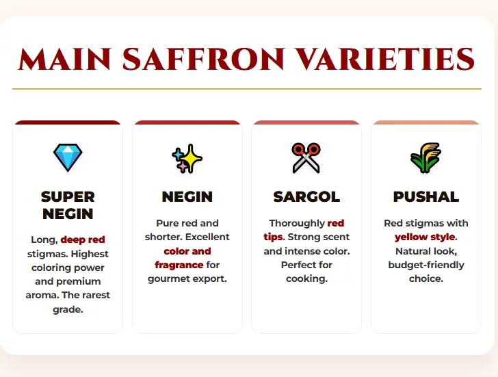 different saffron types