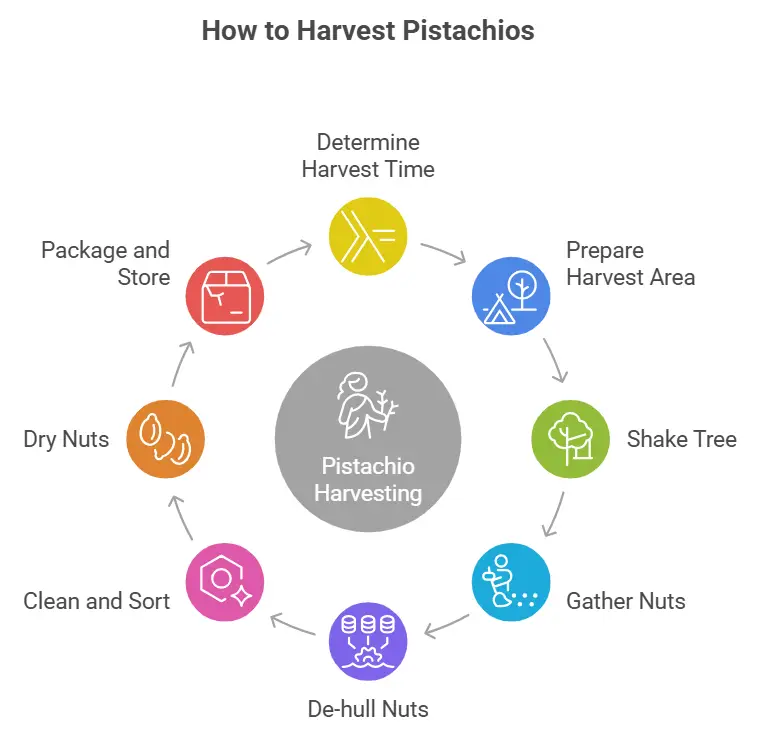 how are pistachio nuts harvested