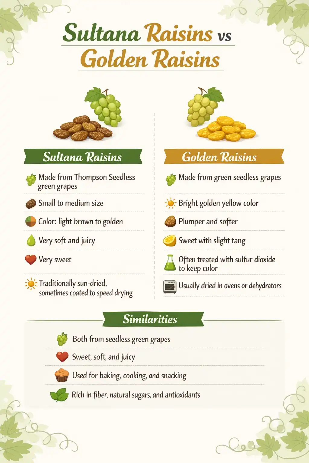 sultana raisins vs golden raisin